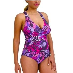 Eddie Bauer Womens Midweight Ruched Shaping One Piece Swimsuit Size Small NEW